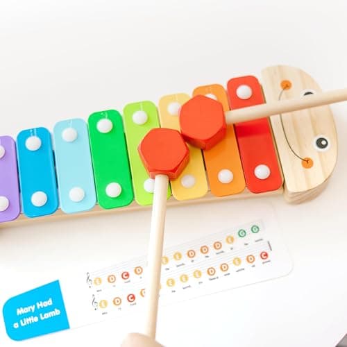 Melissa & Doug Caterpillar Xylophone Musical Toy with Wooden Mallets 15.25" x 6.5" x 1.5", Blue thumbnail 5