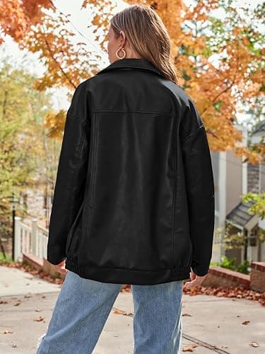 AUTOMET Womens Oversized Leather Jackets Faux Suede Fall Fashion Motorcycle Coats Winter Outfits Clothes Y2k Tops thumbnail 4