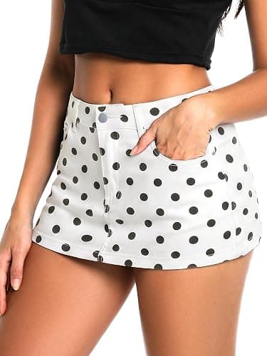 ELLEVEN Low Rise Mini Jean Skirt | Skirt with Shorts Underneath High Stretch Denim Skort Shorts Y2k Micro Skort with Pockets thumbnail 3