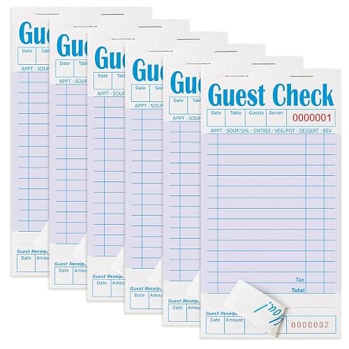 ZPARIK 6 Pack Purple Guest Checks Books for Servers Server Note Pads, Waiter Checkbook, Waitress Notepad for Restaurants, Paper Checks 50 Sheets/Pack, 300 Total Tickets - Image 1