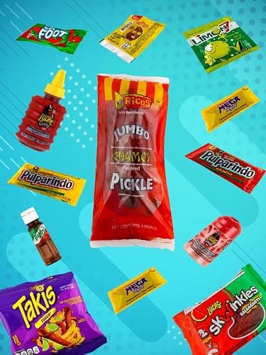 Ricos Original Jumbo Chamoy Pickle Kit, Mexican Candy Mix Ready to make the Famous TikTok Trend, Includes Original Jumbo Dill Pickle, Baby Lucas, Lucas Gusano, Skwinkles Salsaghetti & Pulparindo by LookOn thumbnail 2