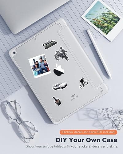 TiMOVO Case for iPad 9th Generation 2021/iPad 8th Generation 2020/iPad 7th Generation 2019 10.2 inch with Pencil Holder, Slim Protective Cover with Clear Back Shell, Auto Wake/Sleep, Light Gray thumbnail 6