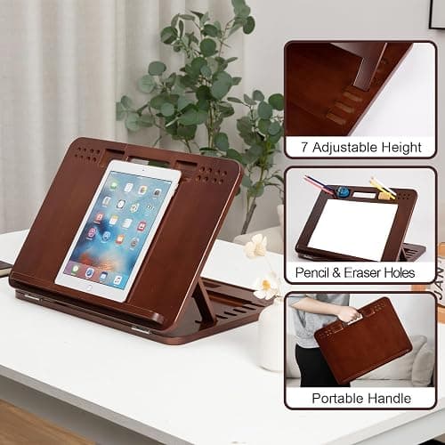 StrongTek Bamboo Table Easel, 16 x 12 Inch Adjustable Drawing Board, 6-Position Desktop Drafting and Sketching Board with Handle and Back Storage for Drawing, Painting, Reading and Writing thumbnail 6
