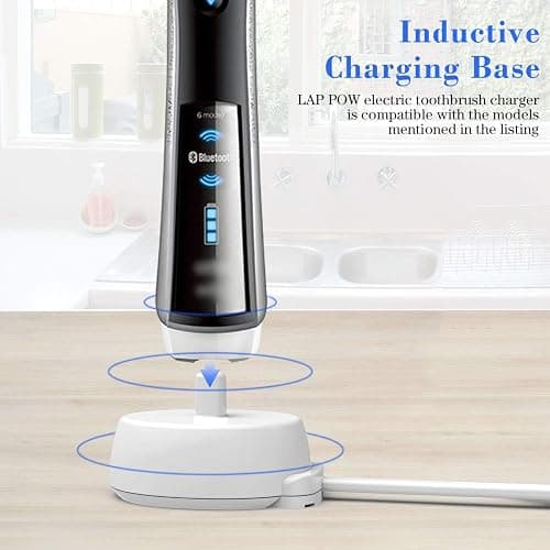 LAP POW Replacement Charger Compatible with Oral B Electric Toothbrush Series 3 4 5 6 Pro 1000/3000/5000, Inductive Charging Base Portable Waterproof Power Cord Environmental ABS, Model XT-3757 White thumbnail 3