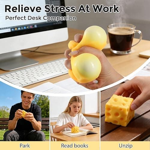 Jumbo Cheese Squishy, Giant Large Squishy Fidget Toys for Adults & Teens, Sensory Stress Ball Squeeze Toys for Stress Relief (Yellow 4.4 in) thumbnail 7