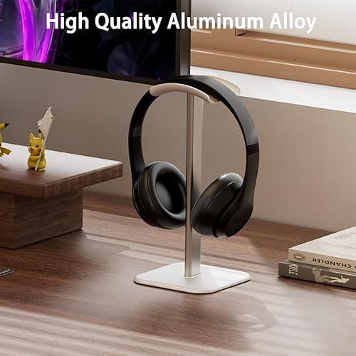 Ahonnpely Headphone Stand for Desk - Headset Stand with Aluminum Hanger and Plastic Headrest, Headphone Holder for AirPods Max, Sony, Bose, Beats and More (White) thumbnail 3