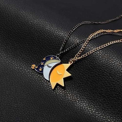 FNAF Sun & Moon Friendship Necklace - 5 Night Freddy Fazbear Chain - FNAF Costume Gift for Kids Men Women and Fans thumbnail 7