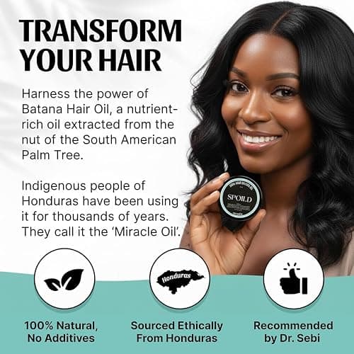 SPOILD Raw Batana Oil for Hair Growth - Sourced from Honduras - Dr. Sebi Approved - 100% Organic and Unrefined - For Thicker, Stronger Hair - 2oz. thumbnail 4