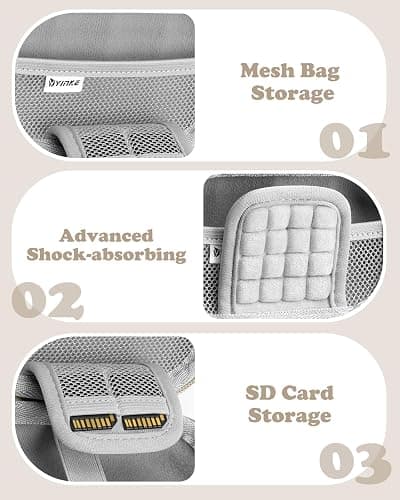 YINKECASE Digital Camera Case Compatible with CAMKORY DC403/ KODAK PIXPRO FZ55/ FZ45/ STUOGYUM DC402-AF, Small Hard Shell Bag with SD Card Storage for Travel (Beige thumbnail 3