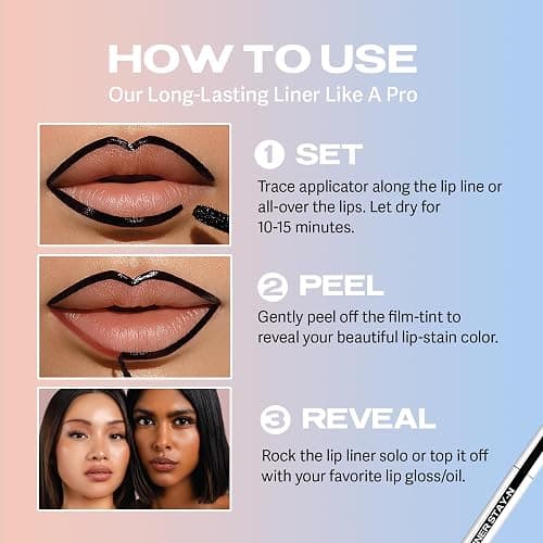 Sacheu Lip Liner Stay-N - Peel Off Lip Stain. Long Lasting Matte Lip Tattoo, Transfer Proof Lipstain Infused with Hyaluronic Acid & Vitamin E, for All Skin Types. Vegan and Cruelty-Free, p-INKED - 0.12 Fl Oz (Pack of 1) - p-INKED thumbnail 8