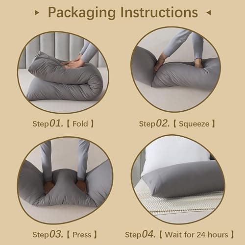 INSPIRE CRAFTER Memory Foam Body Pillow Insert, Soft Large Long Bed Pillow for Adults, Breathable Full Body Pillow, Grey thumbnail 7