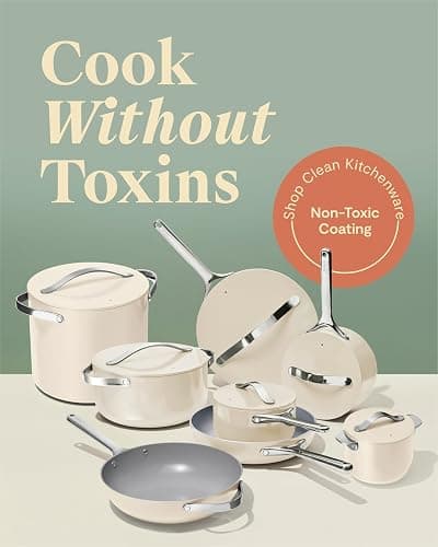 Caraway 24-Piece Nonstick Ceramic Cookware Set - Includes Fry Pans, Sauce, Sauté Pan, Dutch Oven, Petite Cooker, Stir Fry, Rondeau, Stock Pot, Lids & Storage Organizers - White thumbnail 4