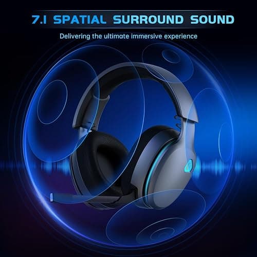 Gtheos 2.4GHz Wireless Gaming Headset for PS5, PS4 Fortnite & Call of Duty/FPS Gamers, PC, Nintendo Switch, 7.1 Surround Sound, Bluetooth 5.3 Gaming Headphones with ENC Mic, 40+Hr Battery - Space Gray thumbnail 2