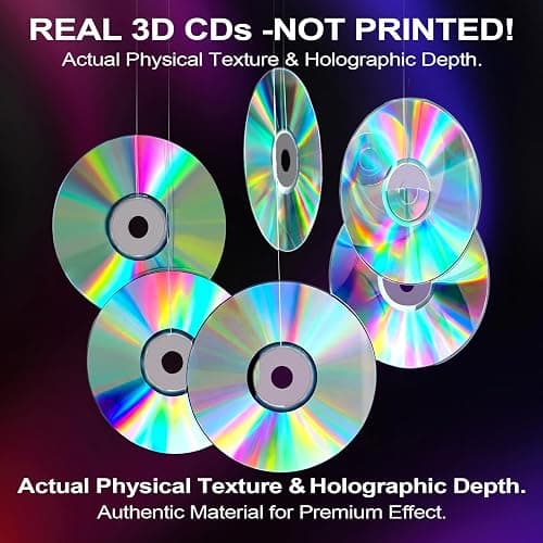 Wavyknot 36 Pcs 90s Party Decoration Real Plastic CDs Disco Hanging Decor Y2K 2000s Retro CDs Garland with Fishing Line and Hooks Musical Ceiling Decor for 60s 70s Birthday Music Party thumbnail 4