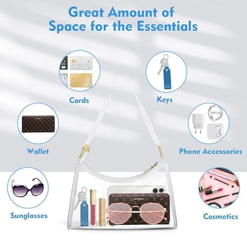 Ginogento Stadium Approved Bags for Women -Shoulder Bags PVC Purse, Concert Bag thumbnail 3