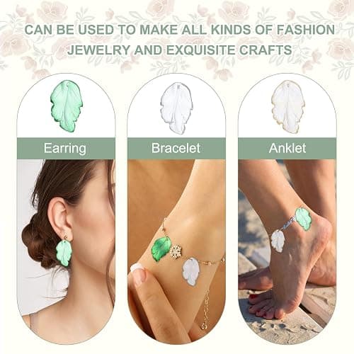 PATIKIL Glass Leaf Beads, 80 Pcs Crystal Leaf Beads Translucent Czech Glass Beads Spacer Bead for DIY Jewelry Making Bracelets Necklace, Gold Dark Green thumbnail 7