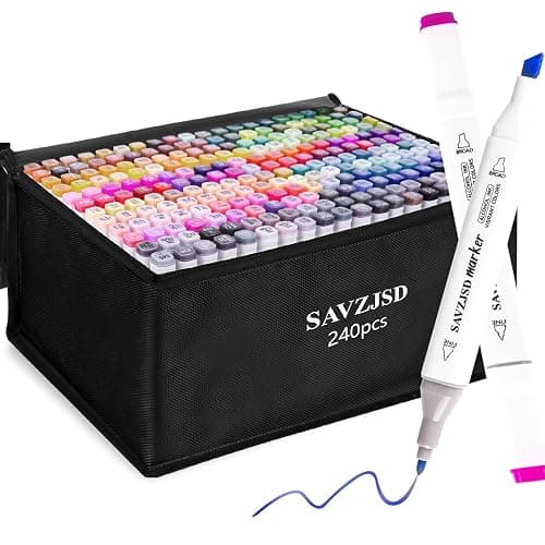 SAVZJSD 240 Colors Alcohol Markers, [2025 Upgraded] Dual Tips Markers for Kids and Adults in Coloring or Painting(Fine & Broad) - Image 1