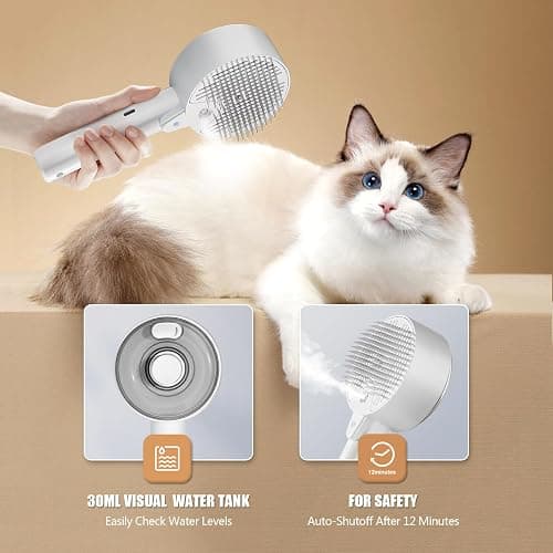 Cloud Care Cat Brush for Indoor Cat Steam Brush for Shedding Spritz Defur Comb for Cats Dogs Steam Brushes for Long Short Hair Cats Dogs Pet Steam Brushes for Massage Grooming Self-Cleaning thumbnail 6