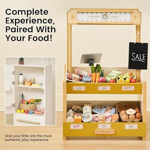 Tiny Land Wooden Play Food Set Bundle Includes 50 PCS of Fruits, Veggies, Meats, Seafood, Eggs & Dairy thumbnail 5