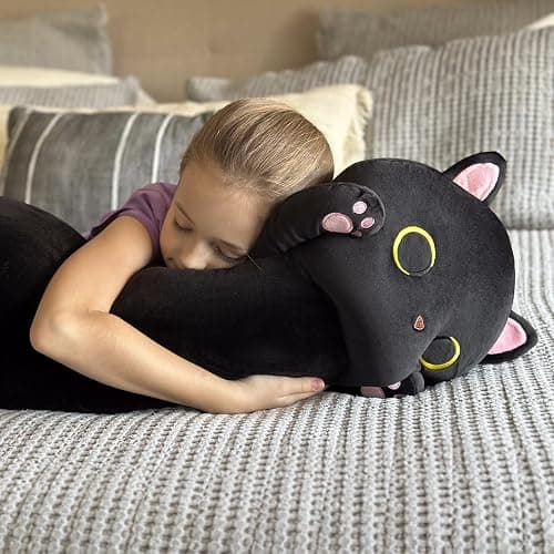 MaoGoLan Long Cat Body Pillow for Kids, 44'' Big Kitten Plush for Adults, Big Black Cat Stuffed Animal for Girl, Large Kitten Plush Throw Pillow for Mother's Day Birthday Gift, Baby Shower Party Decor thumbnail 2