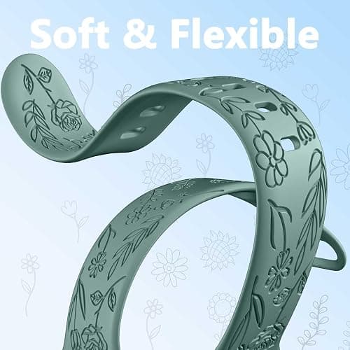 6 Pack Floral Engraved Bands Compatible with Apple Watch Strap 40mm 44mm 45mm 38mm 41mm 49mm 42mm Women, Soft Silicone Cute Flower Pattern Sport Band for iWatch Bands Ultra SE Series 9 8 7 6 5 4 3 2 1 thumbnail 5
