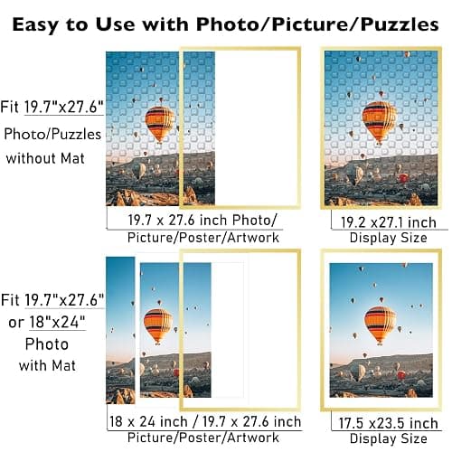 JCJMY 19.7x27.6 Puzzles Frame for 50x70 cm Puzzles Poster Photo Picture, Display 18x24 with Mat or 19.7 x 27.6 without, Wall Hanging 19.7 by 27.6 inch 1000 Pieces Puzzles Frame, Gold thumbnail 4