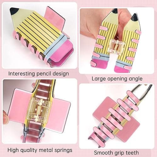 3Pcs Pencil Hair Claw Clips Funny Teacher Hair Clips Cute Back To School Accessories for Teachers Appreaction Present (Yellow) thumbnail 5