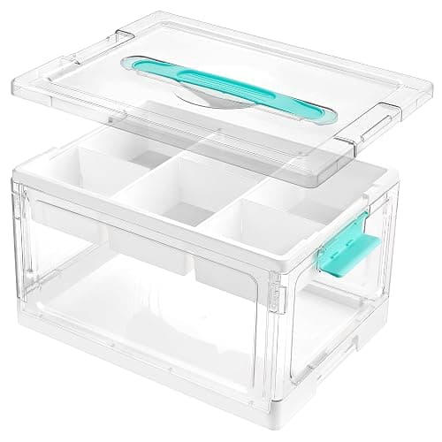 Vtopmart 24 QT Clear Plastic Craft Organizers and Storage Box with Removable Trays and Dividers,Art Supply Organizers and Storage,Ideal Containers for coloring Books,Toys,Craft Supplies,1 Pack - Image 1
