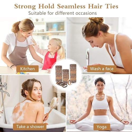 Bessrung 100PCS Seamless Elastic Hair Ties for Women Girls, No Damage Ponytail Holders for Thin Thick Hair, Leopard Animal Print Hair Bands for Women's Hair, Hair Accessories for Girls Christmas Gift thumbnail 7