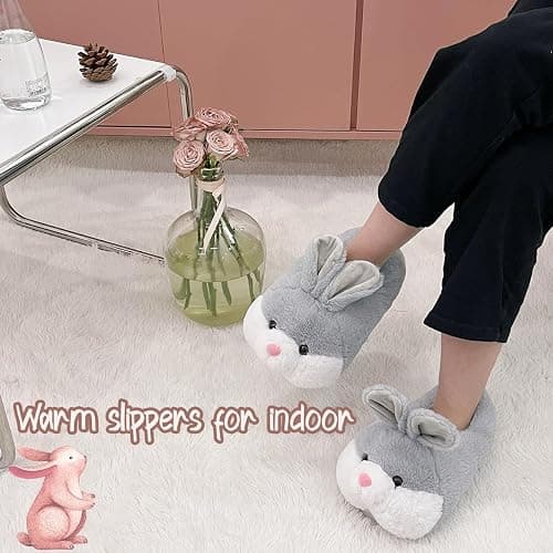 Caramella Bubble Classic Bunny Slippers for Women Funny Animal Novelty Slippers for Adults Cute Plush Rabbit Bedroom Slippers thumbnail 4