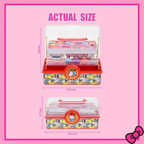 Hello Kitty Cosmetic Set for Girls Kids Includes Nail Lip Eye Cheek Makeup, Safe Non-Toxic Beauty Playset by Townley Girl thumbnail 2