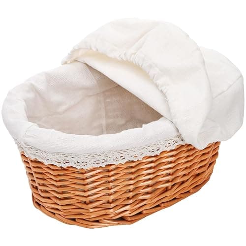 Nicunom Wicker Bread Basket for Serving, 12 In Large Woven Bread Baskets with Removable Liner & Cover, Sourdough Bread Serving Basket Fruit Basket for Kitchen Picnic Entertaining Gift thumbnail 4