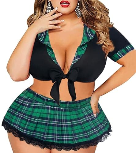 Avidlove Sexy Plus Size Lingerie Set for Women Sexy School Girl Halloween Costumes Cosplay Lingerie with Mini Skirt - Image 1