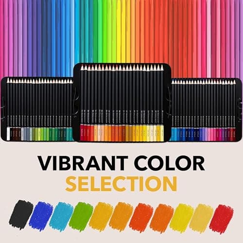 Castle Art Supplies Colored Pencils Set | 72 Premium Soft Core Colored Leads for Adult Artists | Organized in Presentation Tin Case thumbnail 3