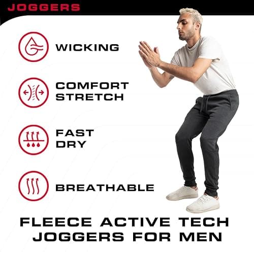 Ultra Performance 3 Pack Fleece Active Tech Joggers for Men, Mens Sweatpants with Zipper Pockets thumbnail 6