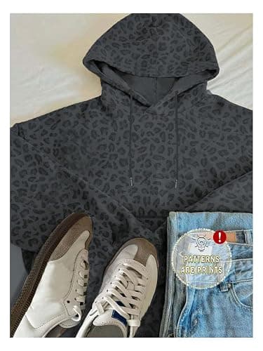 RoseSeek Women's Leopard Print Hoodies Long Sleeve Drawstring Cheetah Hoodies Y2k 90s Hooded Sweatshirt thumbnail 2
