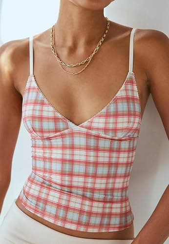 Womens Lace Ruffle Spaghetti Strap Sexy Camisole Tank Top Y2k Going Out Slim Fit Sleeveless Cami Shirt Crop Tops thumbnail 2