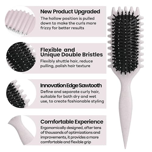 Curl Defining Brush, Multi Purpose Styling Brush for Separating, Combing and Curling Hair to Reduce Pulling (Cream) thumbnail 3