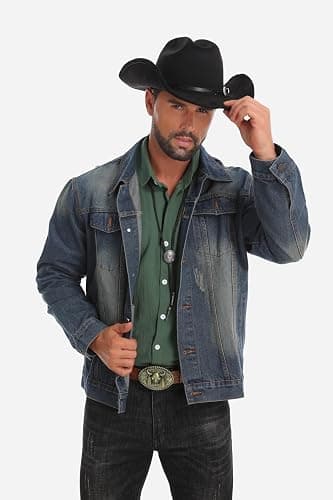 Western Cowboy Hat for Men Women,Shapeable Wide Brim Felt Fedora Classic Cowgirl Hats for Cowboys and Cowgirls,with bolo tie thumbnail 6