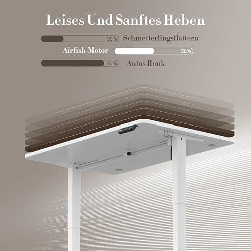 Airfish Bureau réglable en hauteur 100x60cm avec prise USB, bureau réglable en hauteur électrique avec fonction mémoire, 73-118cm, blanc thumbnail 4