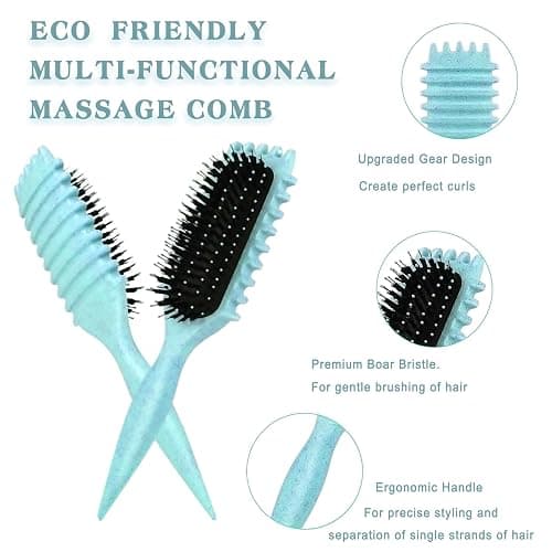 Curly Hair Brush Defining, curl brush, bounce curl，Curl Define Styling Brush for Curly Hair,Shaping and Styling Women's and Men Curls (#green, stripe) thumbnail 2