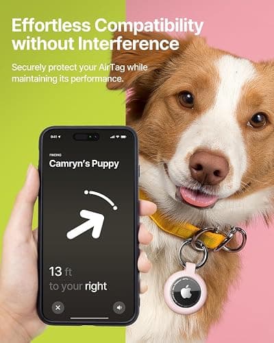Airtag Keychain Holder for Apple Airtag, Soft TPU Case & Protective Cover with Scratch Resistance, Airtag Case Holder for Pet Collar, Kids, Luggage, Keys Pink thumbnail 3