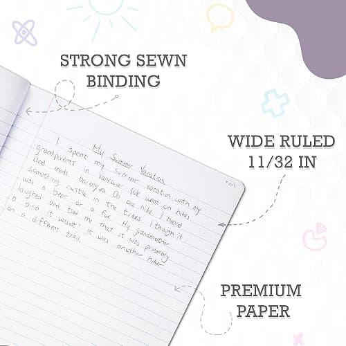 Manaloom Hardcover Wide Ruled Composition Notebook – Bright Colors, 100 Sheets, 200 Pages, 9.75 x 7.5 in – For School, Office, Note-Taking – 2 Pack thumbnail 4