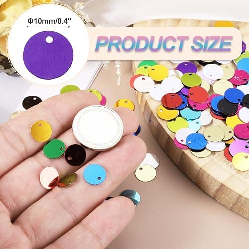 MECCANIXITY Flat Round Sequins, 600Pcs 10mm/0.4 Inch Loose Paillettes Deep Purple Craft Sewing Sequins with Single Side Hole for DIY, Embroidery Clothing, Jewelry Making thumbnail 3