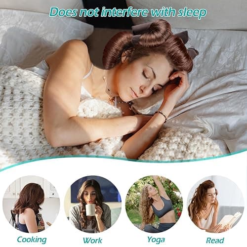 6 Stück Heatless Curls Band,GeeRic Heatless Curls Band mit Satin-Haartuch und Duschhaube Lockenwickler Heatless Curls für Alle Haartypen thumbnail 7