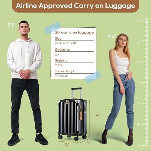 Joyway Carry On Luggage, Expandable Suitcase with Smart Cup Holder and USB Port, 20 IN Hardside Checked with TSA Lock Spinner Double Wheels, Black thumbnail 5