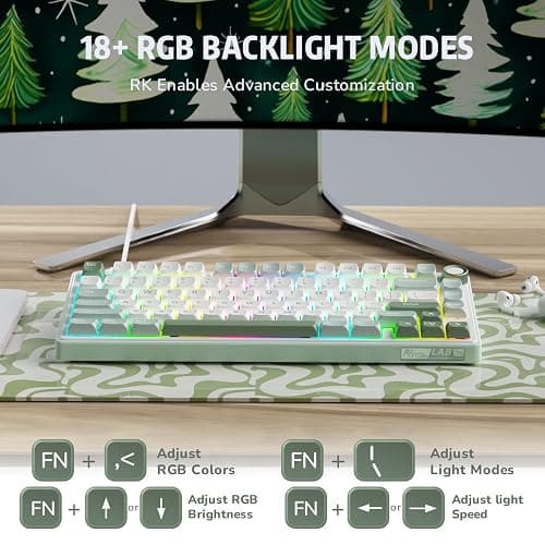 RK ROYAL KLUDGE R75 Mechanical Keyboard Wired with Volume Knob, 75% Keyboard Gasket Mounted, Hot Swappable, Creamy Sound, MDA Profile, PBT Keycaps thumbnail 7