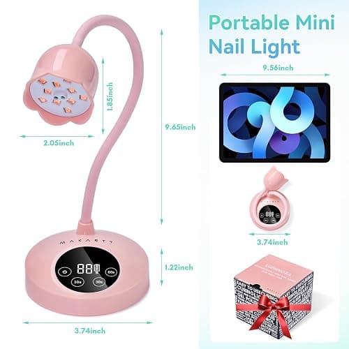 Makartt UV Nail Lamp: Flash Cure lamp UV Light for Gel Nails Polish Luminoza 30W Rechargeable LED Nail Dryer with 4 Timers & Auto Sensor Fast Curing Goosenecks Lamp for Home DIY Manicure (Pink) thumbnail 9