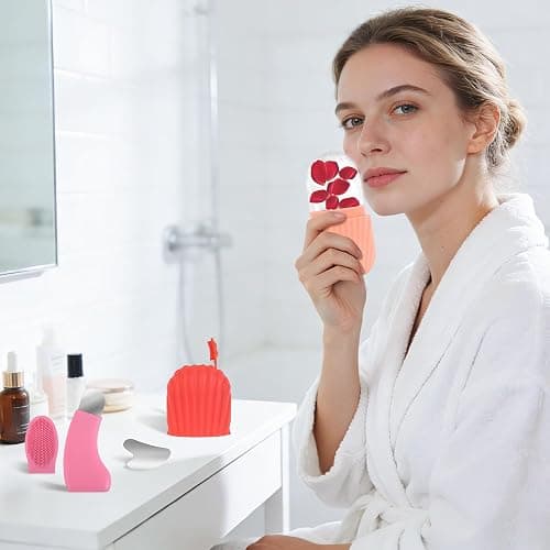 EUHBLE 3-in-1Face Ice Roller, Stainless Steel Gua Sha & Cleansing Brush Set | DIY Cold Therapy Kit for Puffiness Brighten Facial Lift,Reusable Spa Tools for All Skin Types Self-Care Gift for Women thumbnail 8