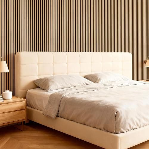 TONOR Wooden Acoustic Wall Panels, 2 Pack 120 x 60 cm (1,44m²) Wood Panels for Walls as Sound Proofing Panels, Slat Wood Panelling for Decorative Wall Panels, Living Room, Bedroom, Office, Natural Oak thumbnail 9